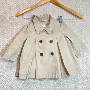 Baby Gap Baby Girls Tan Pleated Pea Trench Coat Size 6-12 mos